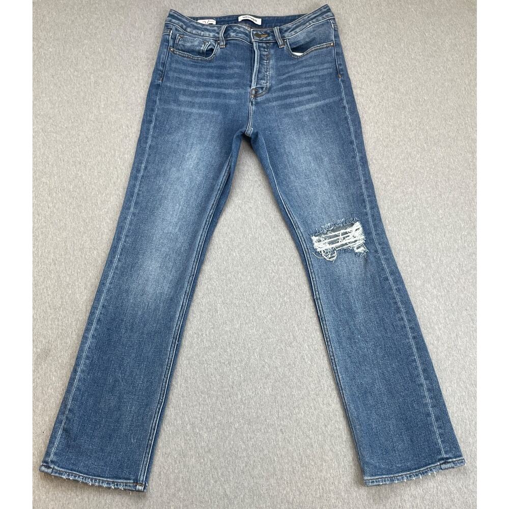 Vigoss Jeans Womens 30 Blue Stretch Button‎ Fly Straight Distressed